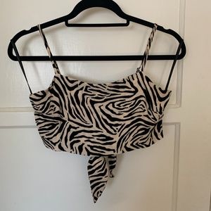 Forever 21 Tan Zebra Tie Top